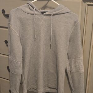 Men's Light Gray Waffle-Knit Hoodie Pullover